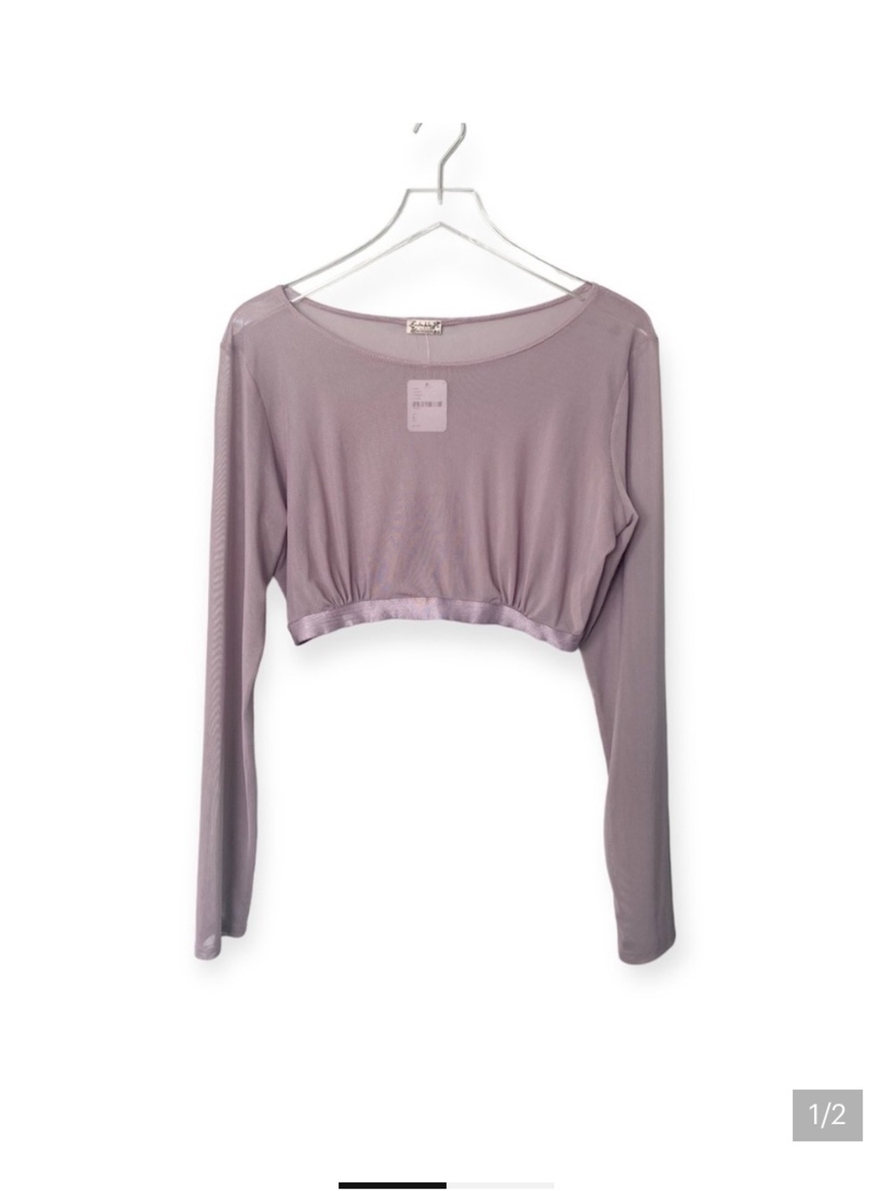 Intimately Free People Smokey Lavender Cropped Long-Sleeve Mesh Layering Top